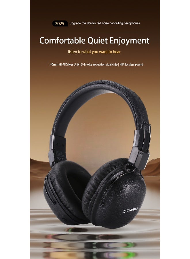 Retro-style Bluetooth Headphones with Microphone and Active Noise Cancellation | Over 30 Hours of Wireless Gaming Time | Lightweight and Foldable Travel Design - Image 2
